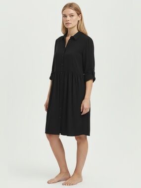 H&M Black Convertible Sleeve knee length Shirtdress Size 0